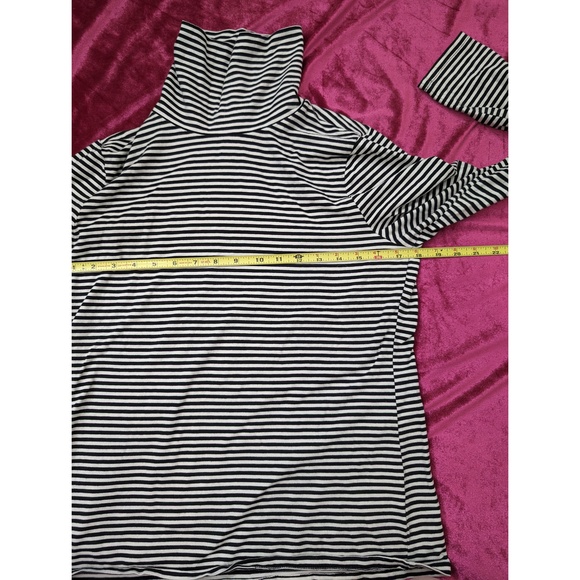 TALBOTS Knit Shirt Long-sleeve Striped Turtleneck Sz L Black - Picture 5 of 7
